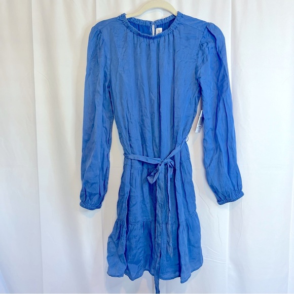 BELLA DAHL Tiered Mini Dress W/ Belt In Pacific Sea Size S NWT - Picture 11 of 11